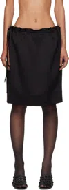 Totême Black Drawstring Satin Miniskirt In Black