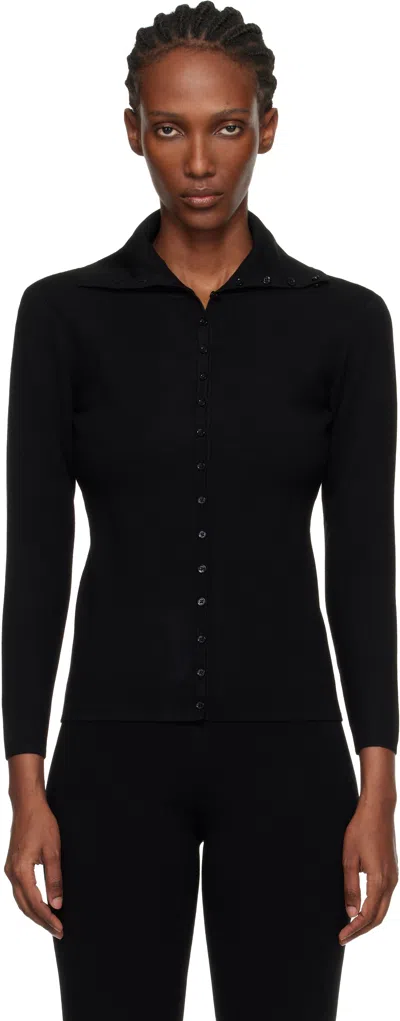 Totême Black Fitted Polo Cardigan
