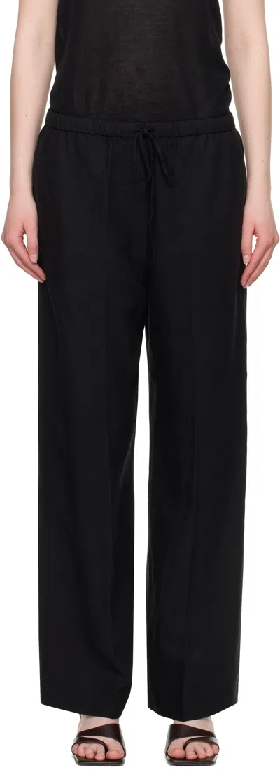 Totême Black Fluid Drawstring Lounge Pants