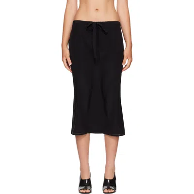 Totême Black Fluid Silk Midi Skirt