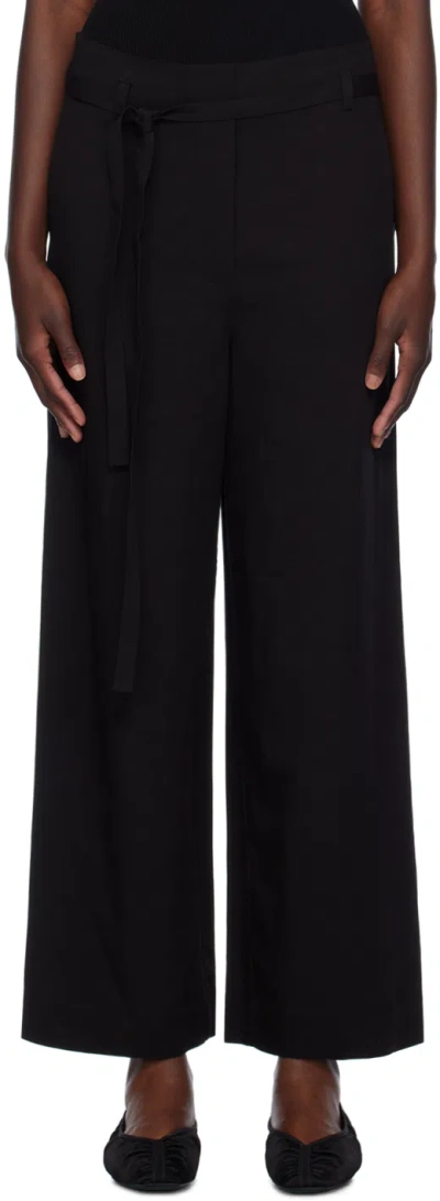 TOTÊME BLACK FLUID TIE-WAIST TROUSERS
