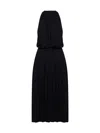 Totême Black Fluid Viscose Gathered Midi Dress In Burgundy