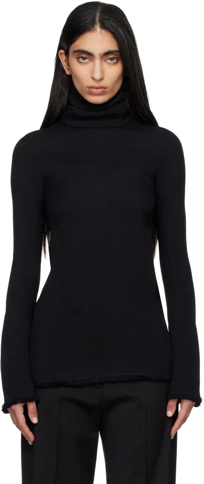 Totême Black Frayed-edge Slim Top