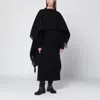 Totême Black Fringed Poncho In Wool Blend In Black