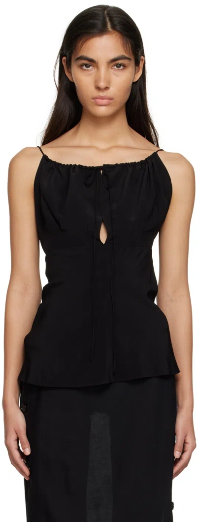 Totême Black Gathered Tank Top In 200 Black