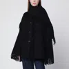 Totême Black Jacket With Scarf And Fringes In Black