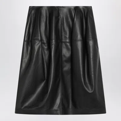 Totême Toteme Nappa Leather Knee-length Skirt In Black