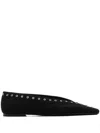 Totême Lace-up Eyelet-embellished Suede Ballet Flats