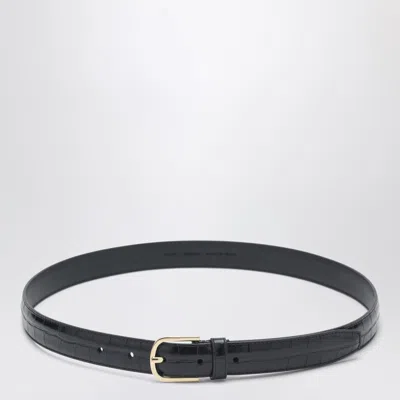 Totême Black Leather Belt With Croc Effect