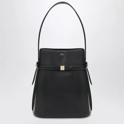 Totême Black Leather Bucket Bag With Strap