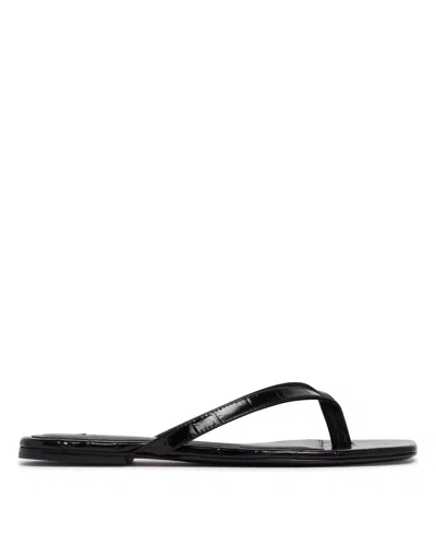 Totême Black Leather Croc-effect Flip-flop Sandals