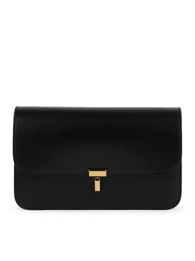 Totême Black Leather Crossbody Bag With T-lock Closure