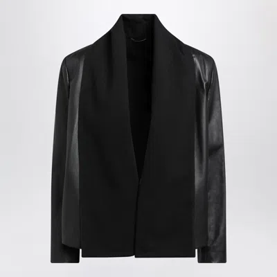 Totême Toteme Black Leather Jacket With Scarf Collar