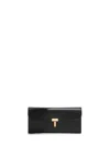 Totême Black Leather T-lock Wallet In Black