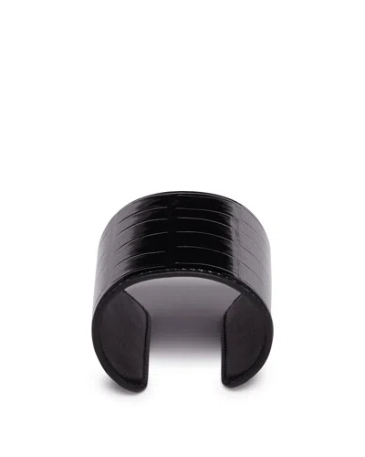 Totême Black Long Rigid Bracelet With Crocodile-embossed Finish