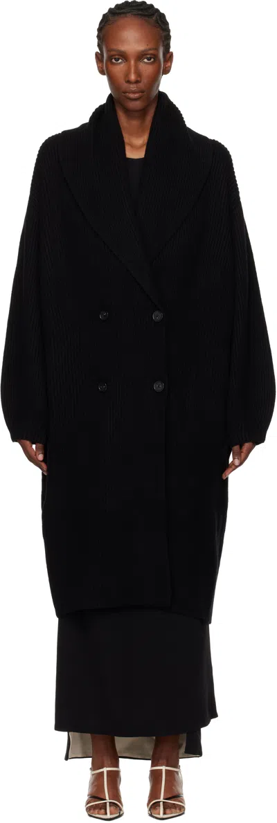 Totême Black Long Shawl-lapel Cardigan