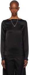Totême Black Long Sleeve Satin T-shirt In Black 001