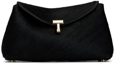 Totême Black Mini T-lock Pony Hair Clutch