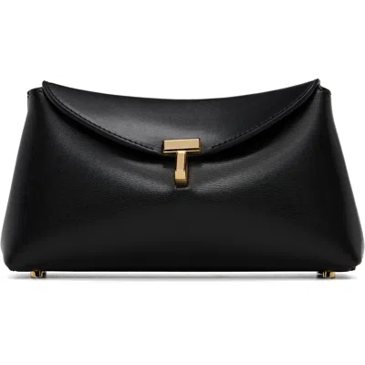 Totême Black Mini T-lock Leather Clutch