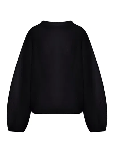 Totême Black Mohair Blend Ribbed Sweater