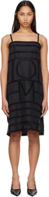 Totême Toteme Monogram Midi Dress In Silk With Embroidered Trim In Black