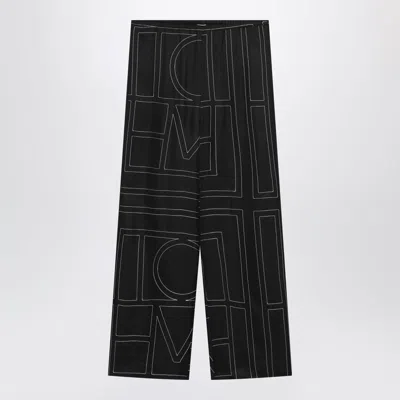 Totême Toteme Black Monogram Silk Pajama Trousers