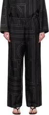 Totême Toteme Women Silk Trousers With Monogram Logo Embroidery