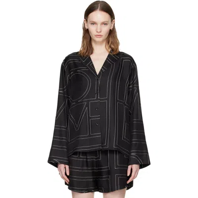 Totême Black Monogram Silk Pj Shirt