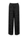 Totême Toteme Women Silk Trousers With Monogram Logo Embroidery In Black