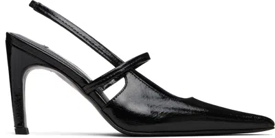 Totême Black Naplak Stiletto Slingback Heels