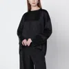 Totême Black Oversized Satin Blouse In Black