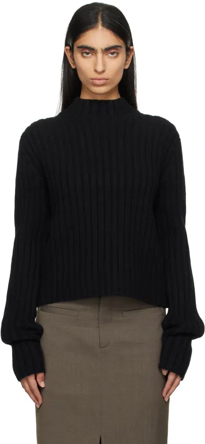 TOTÊME BLACK PETITE CHUNKY RIB KNIT SWEATER