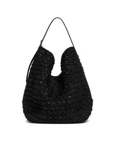 Totême Black Raffia Belted Tote Bag