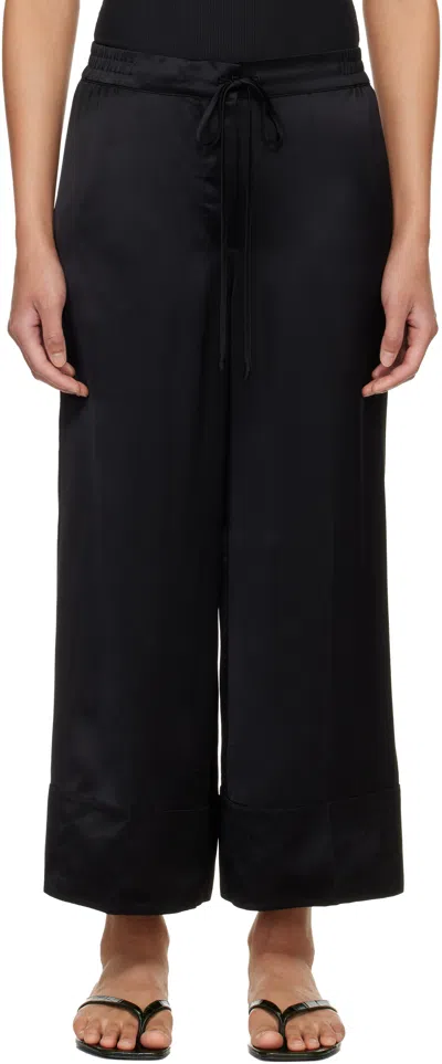 Totême Black Satin Drawstring Trousers