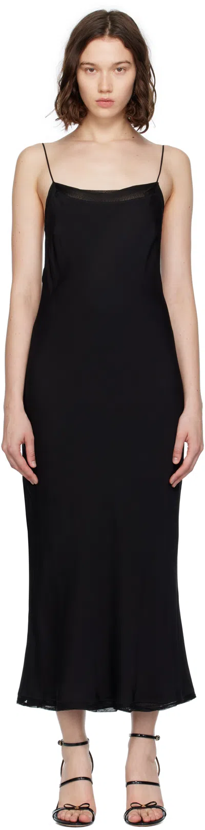 Totême Black Satin Slip Midi Dress