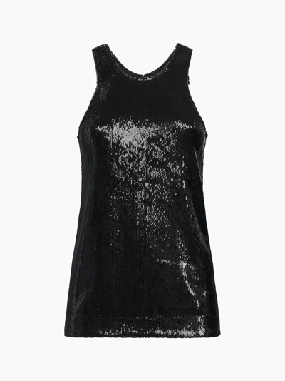 Totême Curved Sequined Tank Top In Black