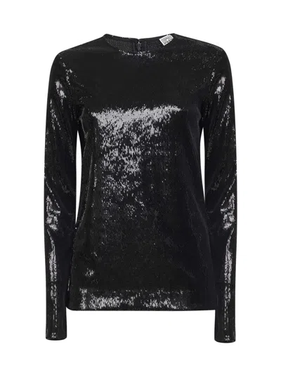 Totême Black Sequin Long-sleeved Top