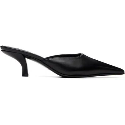 Totême Black Sharp Nappa Mule Heels