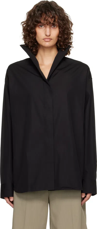 Totême Black Sharp Poplin Shirt