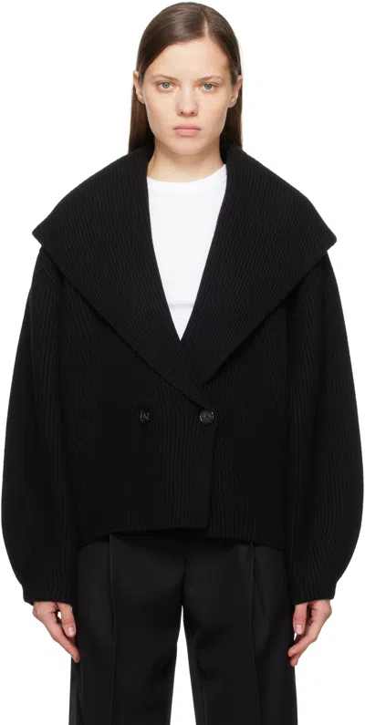 Totême Black Shawl-lapel Cardigan In Black 001
