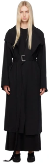 Totême "twill Signature" Belted Waist Coat With Long Sleeves In 001 Black