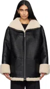 Totême Black Signature Shearling Jacket In Black