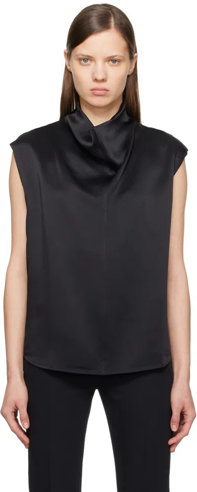 Totême Black Sleeveless Funnel-neck Blouse In Black 001