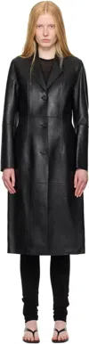 Totême Black Slim Leather Coat