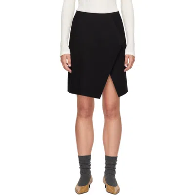 Totême Black Slit Scuba Midi Skirt