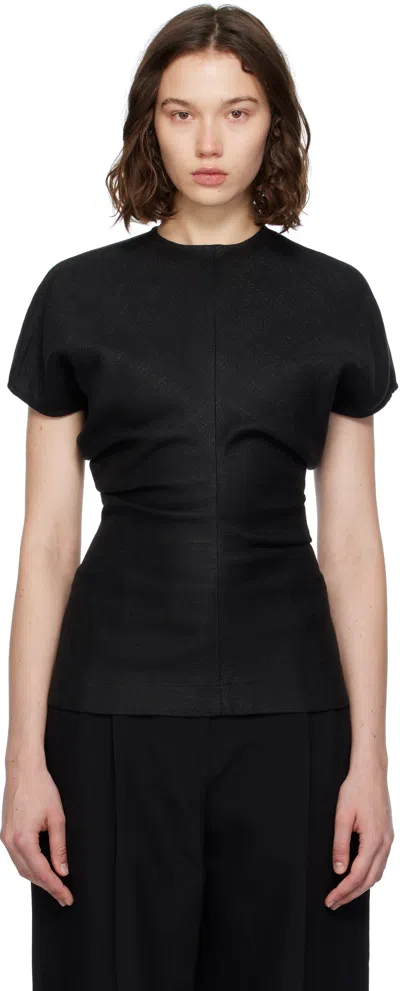 TOTÊME BLACK SLOUCH WAIST BASKETWEAVE TOP