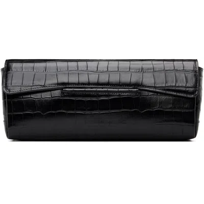 Totême Black Soft Croco-embossed T Clutch In Pattern