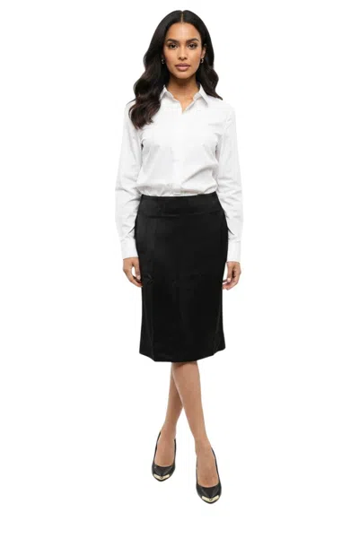 Totême Black Solid Midi Skirt