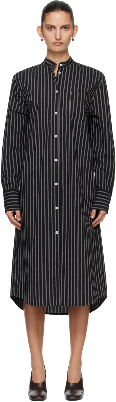 Totême Black Striped Summer Tunic Midi Dress