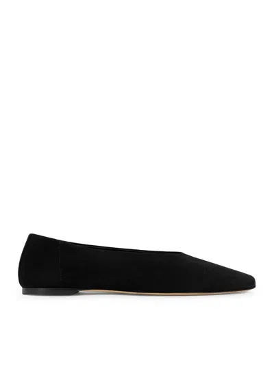 Totême Women's Velvet Ballerinas Made From Recycled Polyester With Elastic Trim In Black